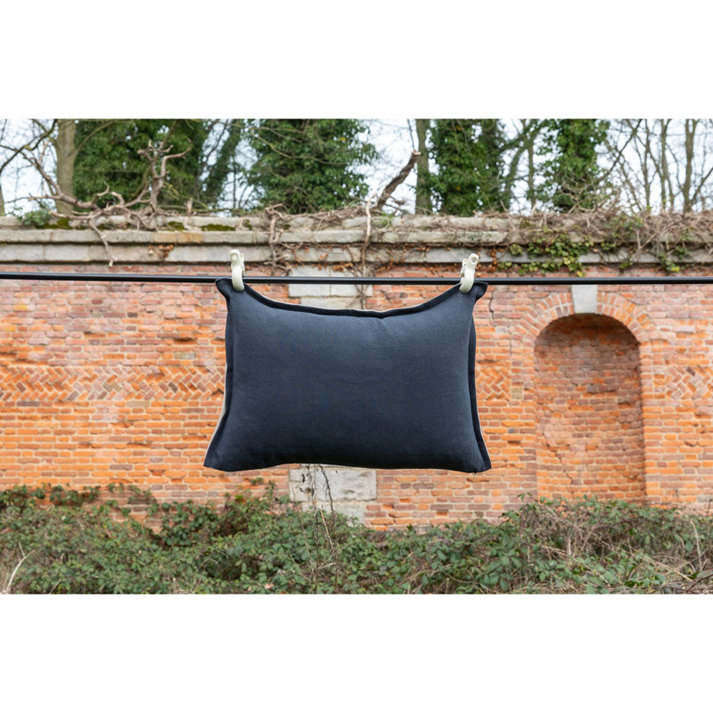 Pure Washed Linen Cushion Cover, Two-Tone Caviar Grey