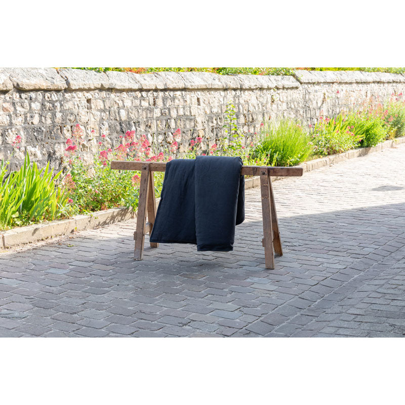 Pure Washed Linen Quilt, Two-Tone Caviar Grey