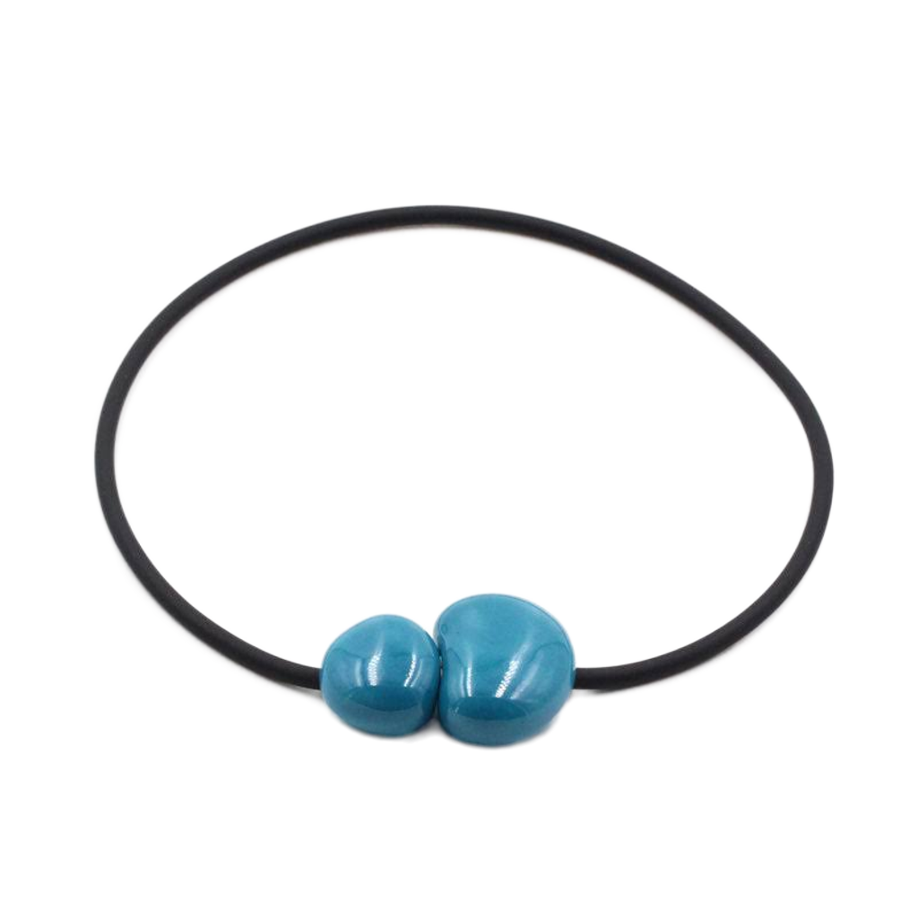 Big Galet PVC Necklace, Turquoise