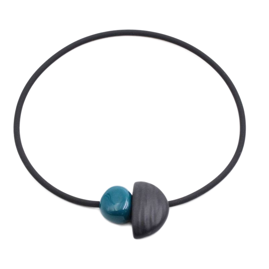 Leo Ceramic PVC Necklace, Duck Egg Blue