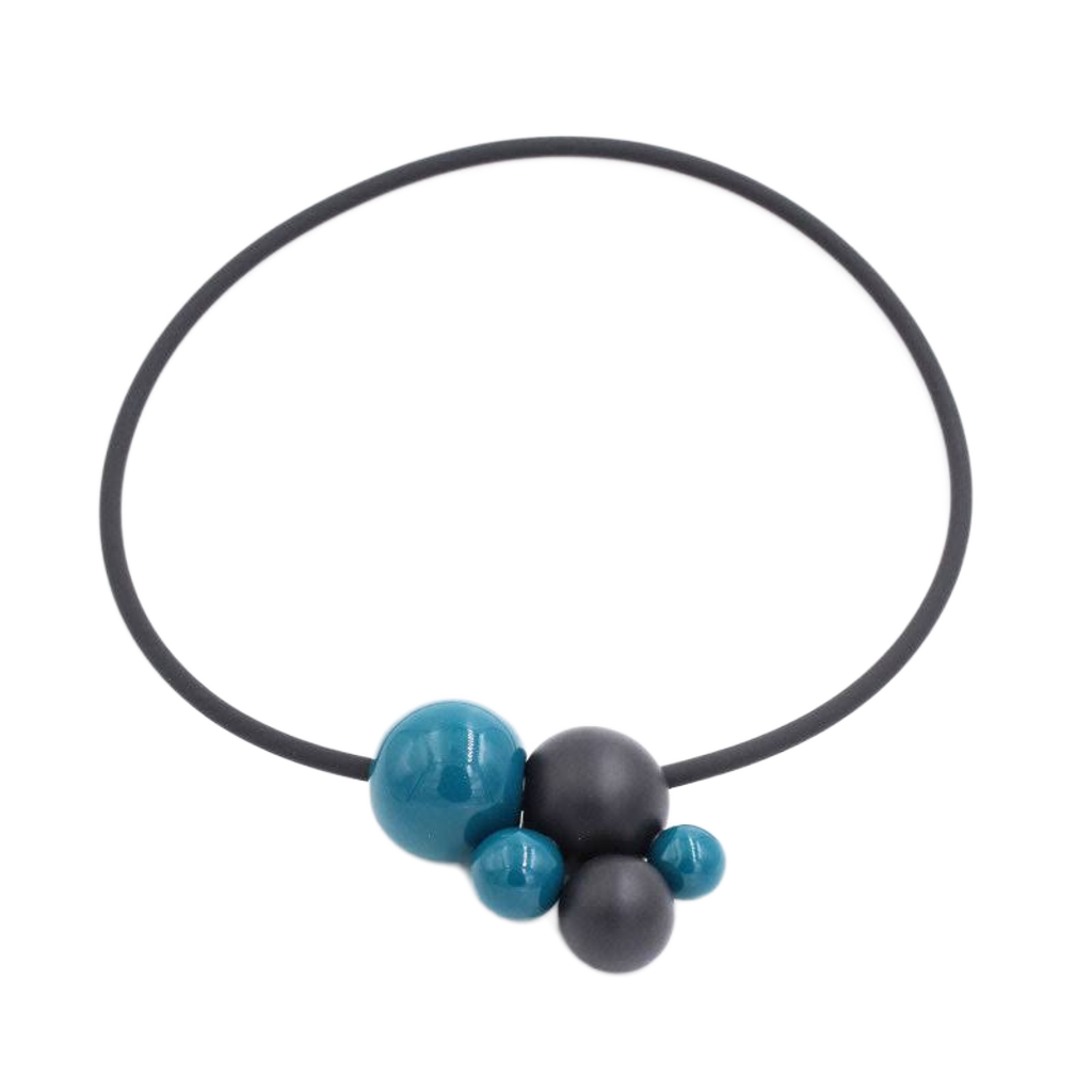 Meteore Ceramic Necklace, Duck Egg Blue & Black