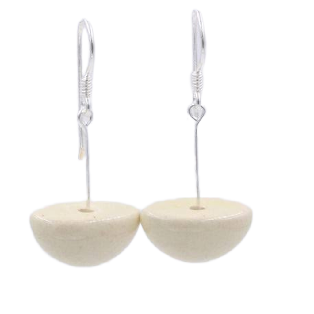 Inca Yucatan Ceramic Drop Earrings, Ivory