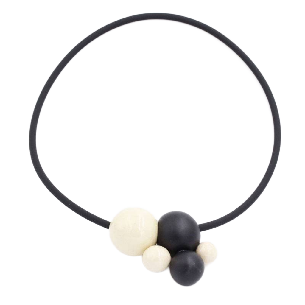Meteore Ceramic Necklace, Ivory & Black