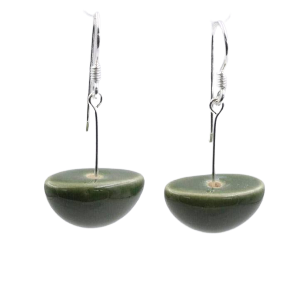 Inca Yucatan Ceramic Drop Earrings, Khaki