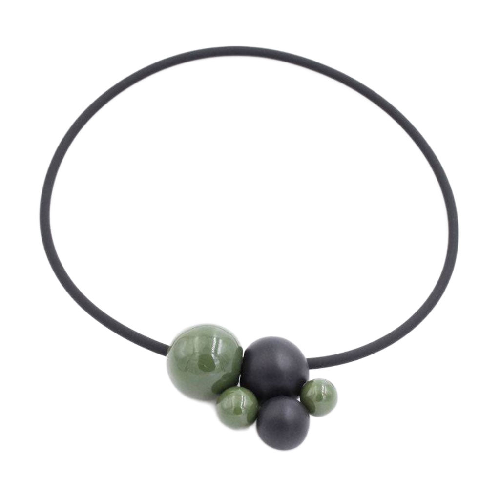Meteore Ceramic Necklace, Khaki & Black