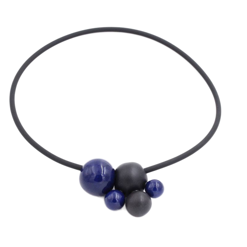 Meteore Ceramic Necklace, Midnight Blue & Black