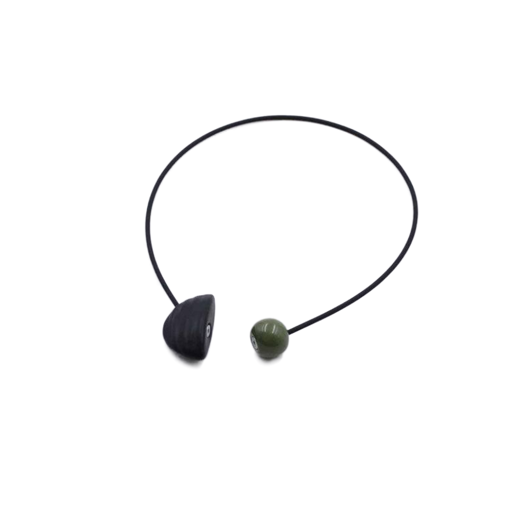 Nais Ceramic PVC Necklace, Khaki