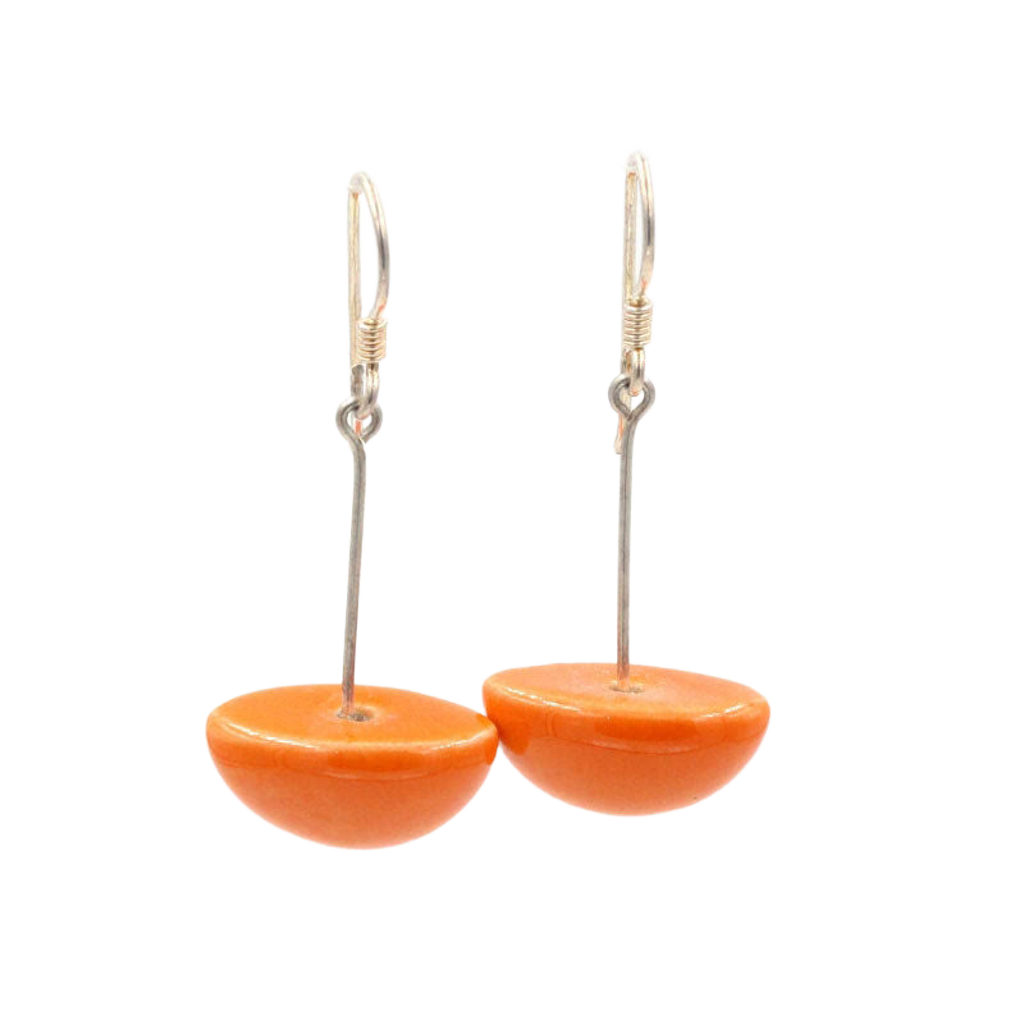 Inca Yucatan Ceramic Drop Earrings, Orange