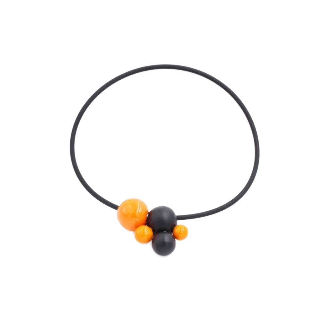 Meteore Ceramic Necklace, Orange & Black