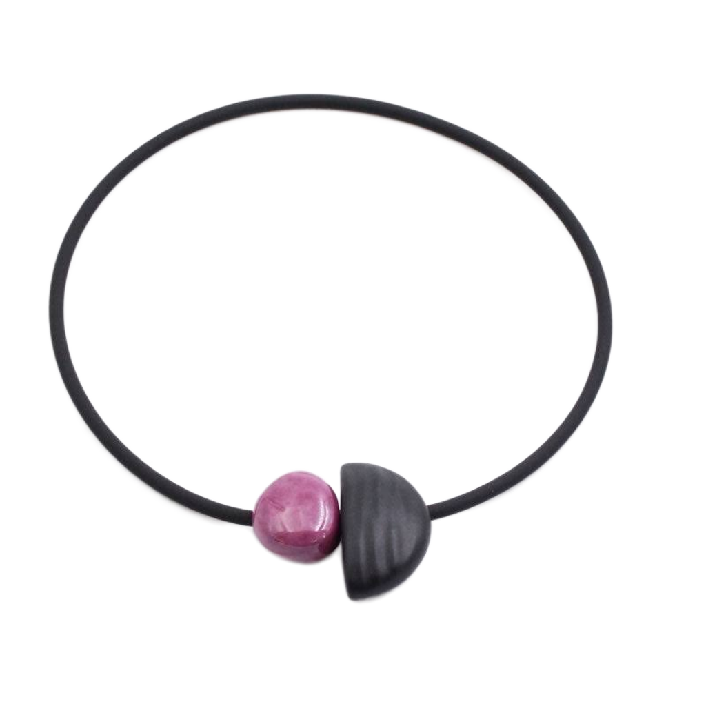 Leo Ceramic PVC Necklace, Plum