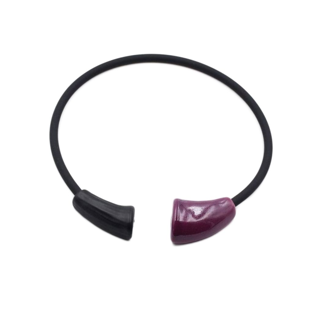 Masai Ceramic PVC Necklace, Plum