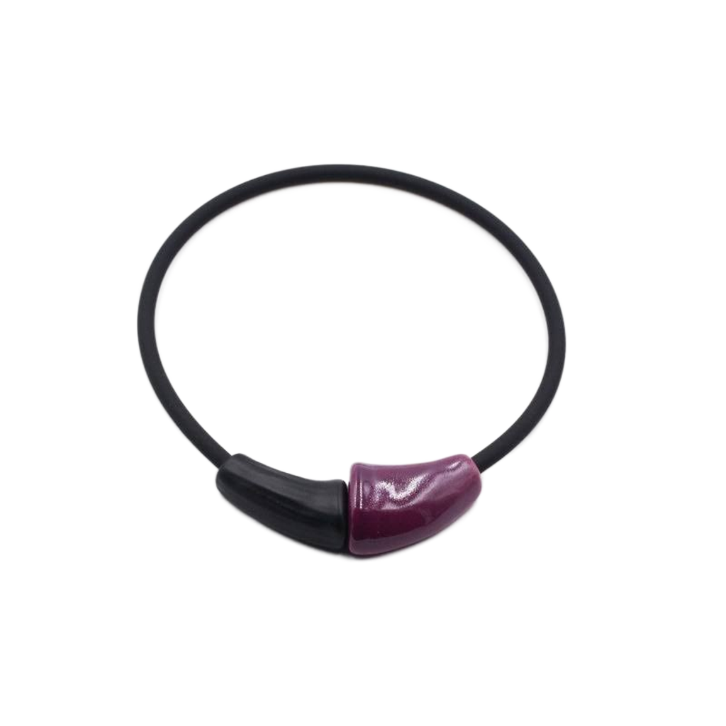 Masai Ceramic PVC Necklace, Plum