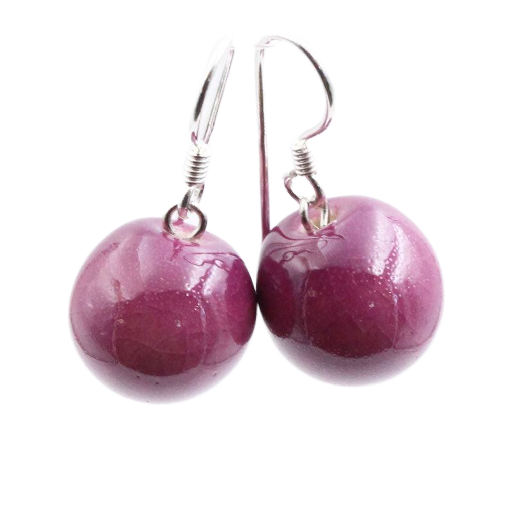 Perles Ceramic Drop Earrings, Plum