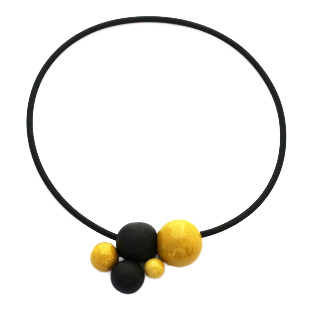 Meteore Ceramic Necklace, Sun & Black