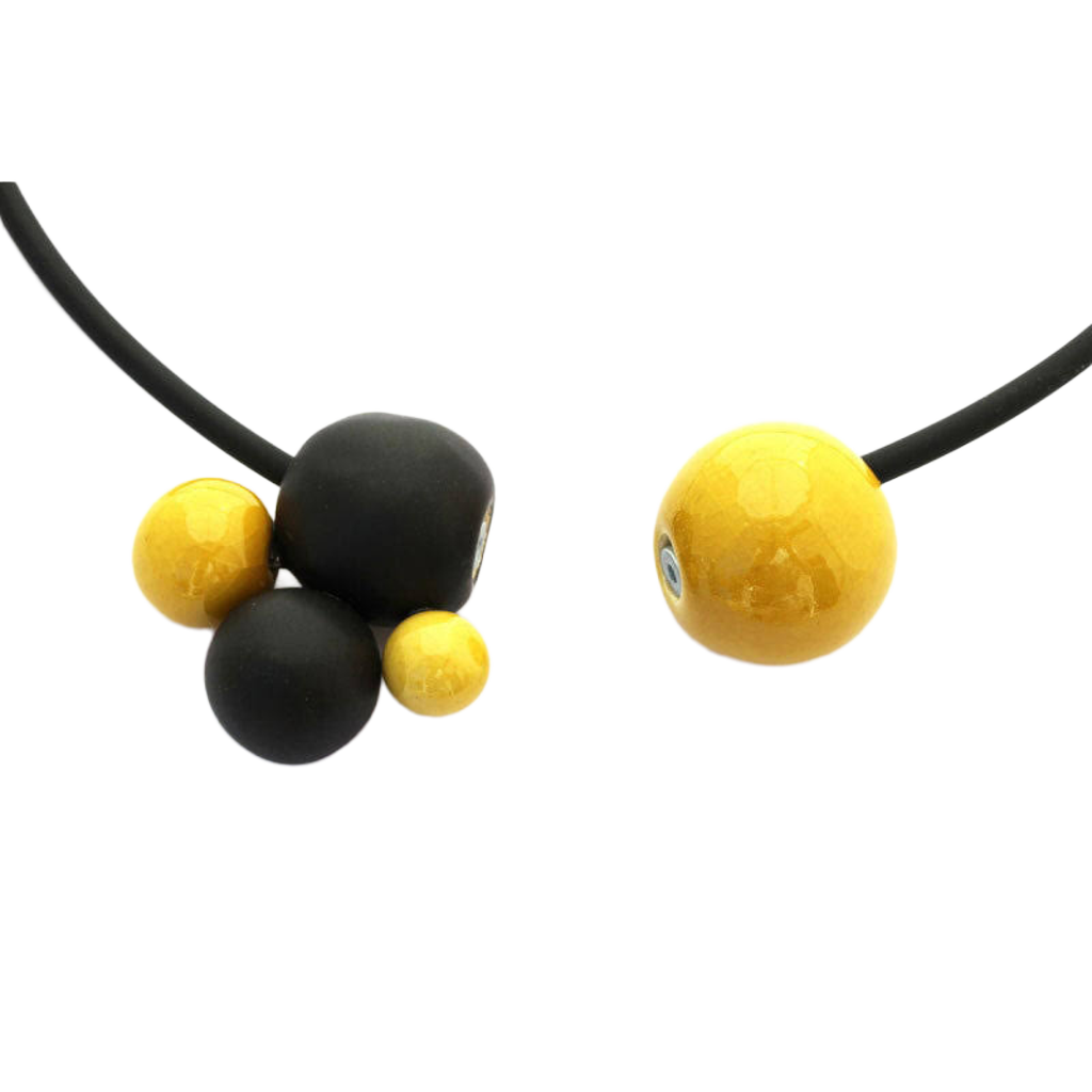 Meteore Ceramic Necklace, Sun & Black