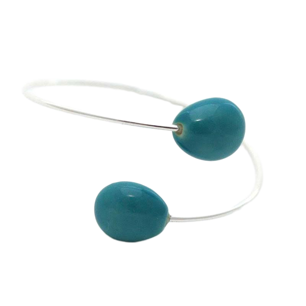 Duo Gouttes d'Eau Ceramic Bracelet, Turquoise