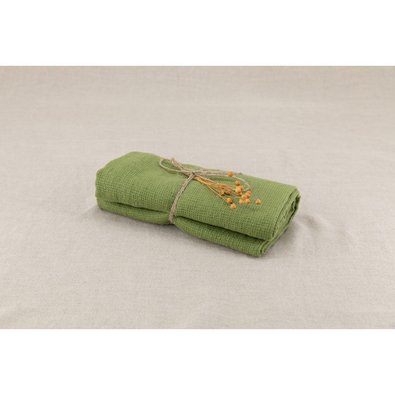 Pure Washed Linen Towels, Olive Green