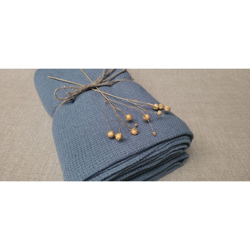 Pure Washed Linen Towels, Slate Blue