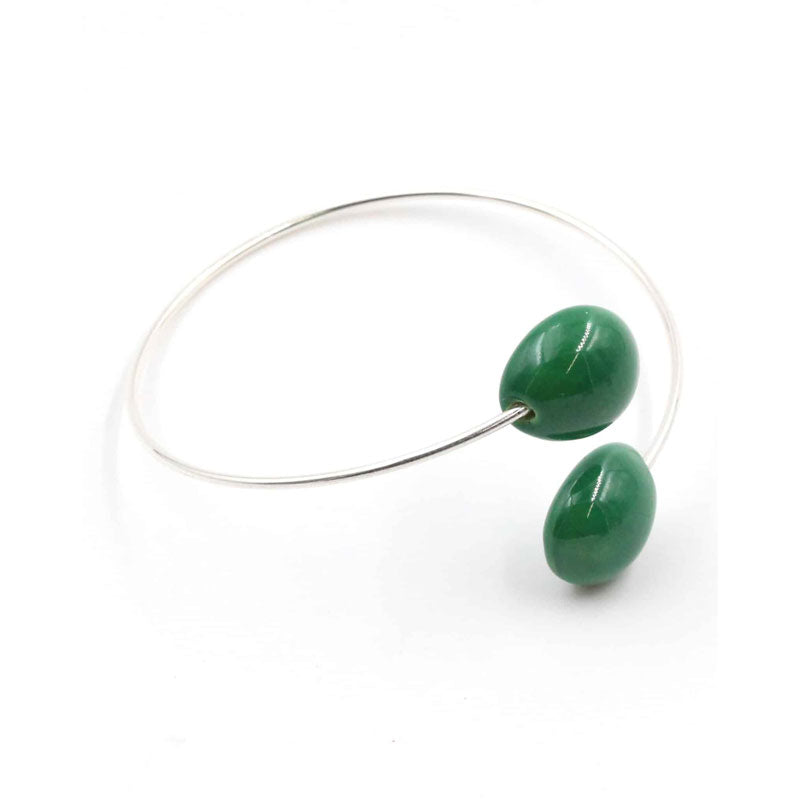 Duo Gouttes d'Eau Ceramic Bracelet, Green