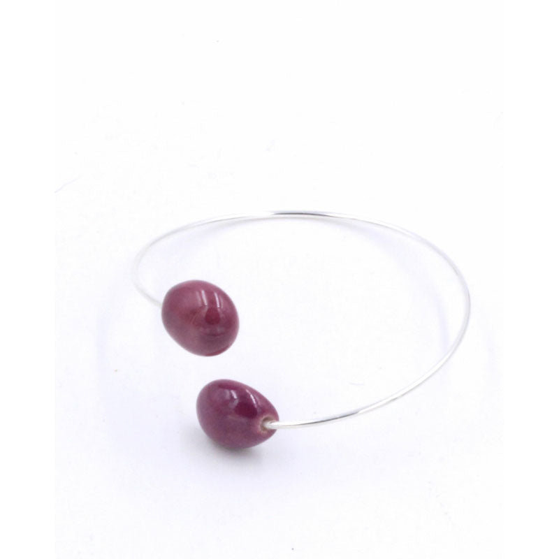 Duo Gouttes d'Eau Ceramic Bracelet, Plum