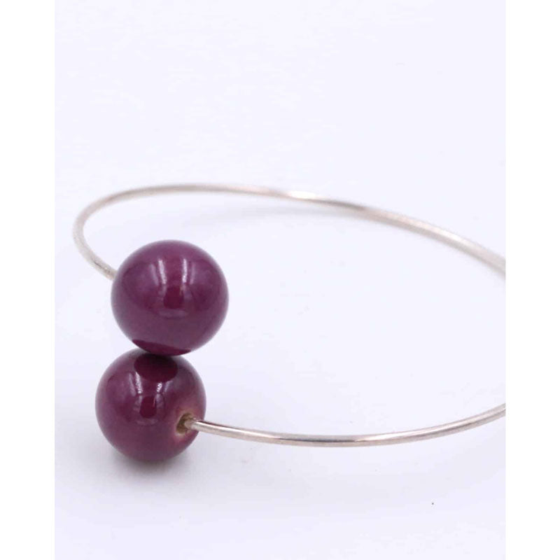 Perles Duo Ceramic Bracelet, Plum