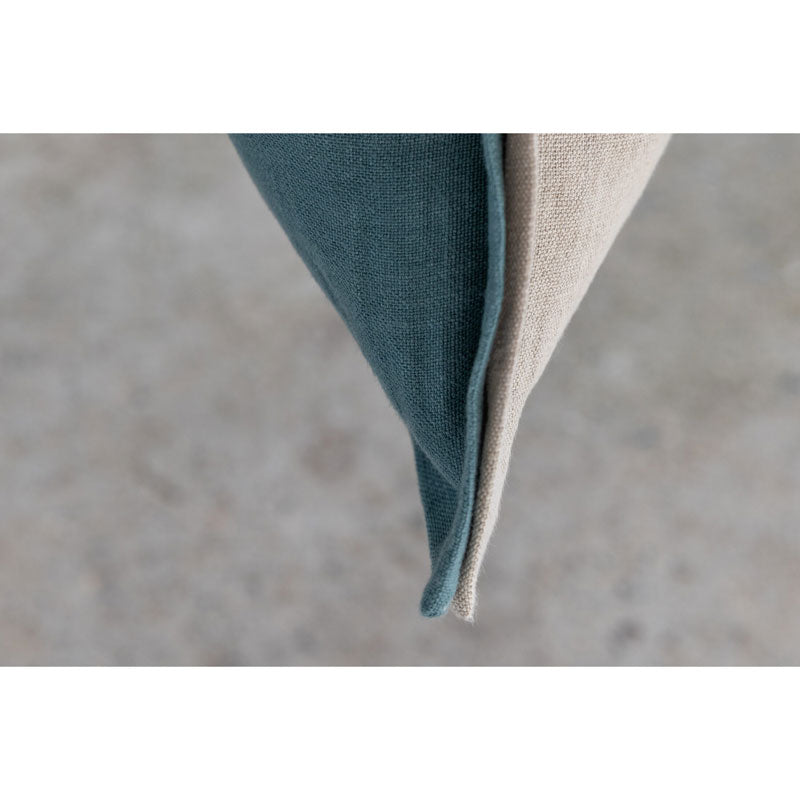 Pure Washed Linen Cushion Cover, Two-Tone Peacock Green