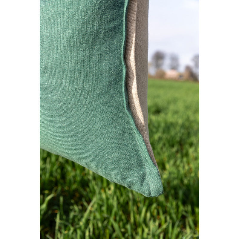 Pure Washed Linen Cushion Cover, Two-Tone Pine Green