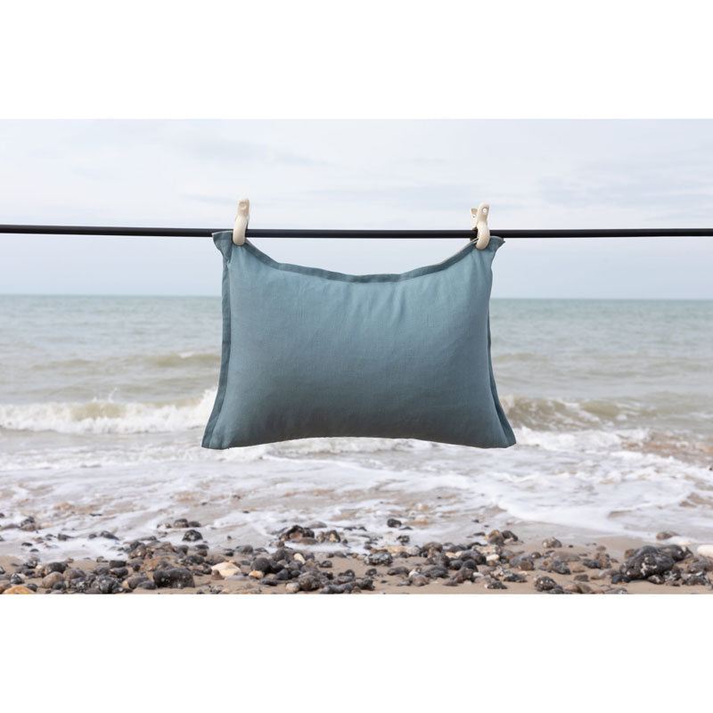Pure Washed Linen Cushion Cover, Two-Tone Turquoise