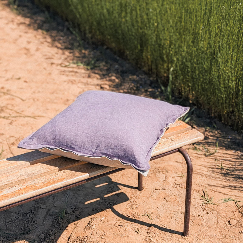 Pure Washed Linen Cushion Cover, Two-Tone Violet