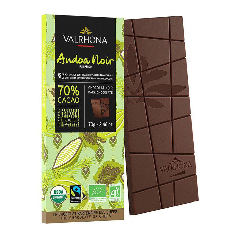 Pure Dark Chocolate Bar Andoa Organic 70%