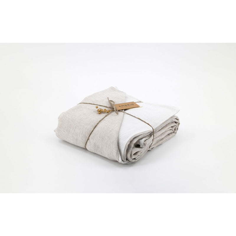 Pure Washed Linen Duvet Cover, Two-Tone Chalk