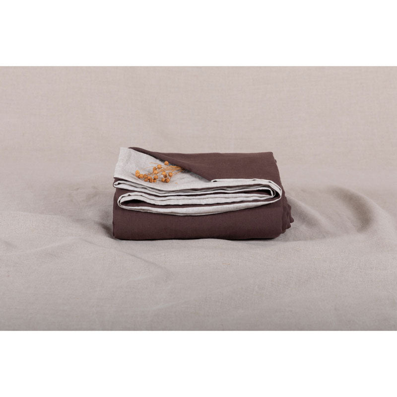 Pure Washed Linen Duvet Cover, Two-Tone Chestnut