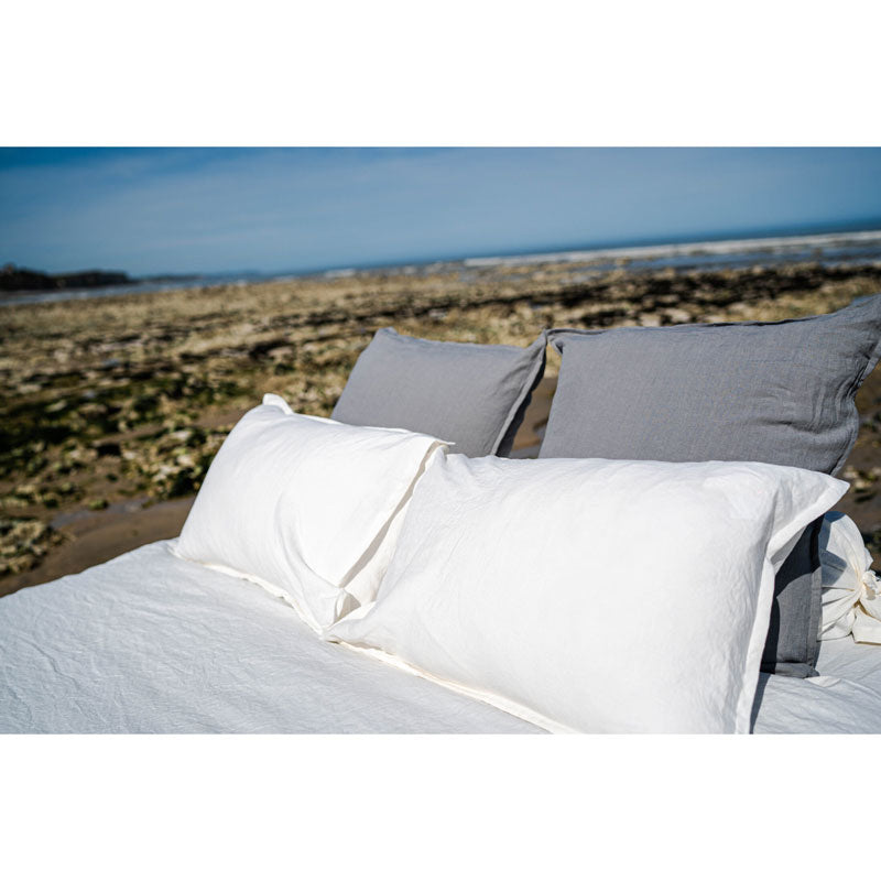Pure Washed Linen Pillow Case, Chalk White