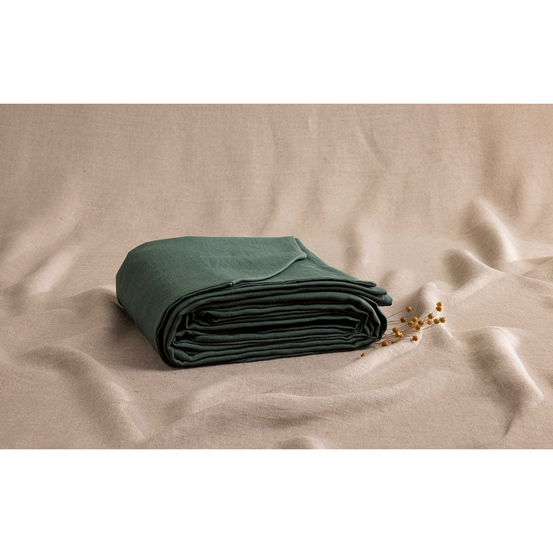 Pure Washed Linen Duvet Cover, Forest Green