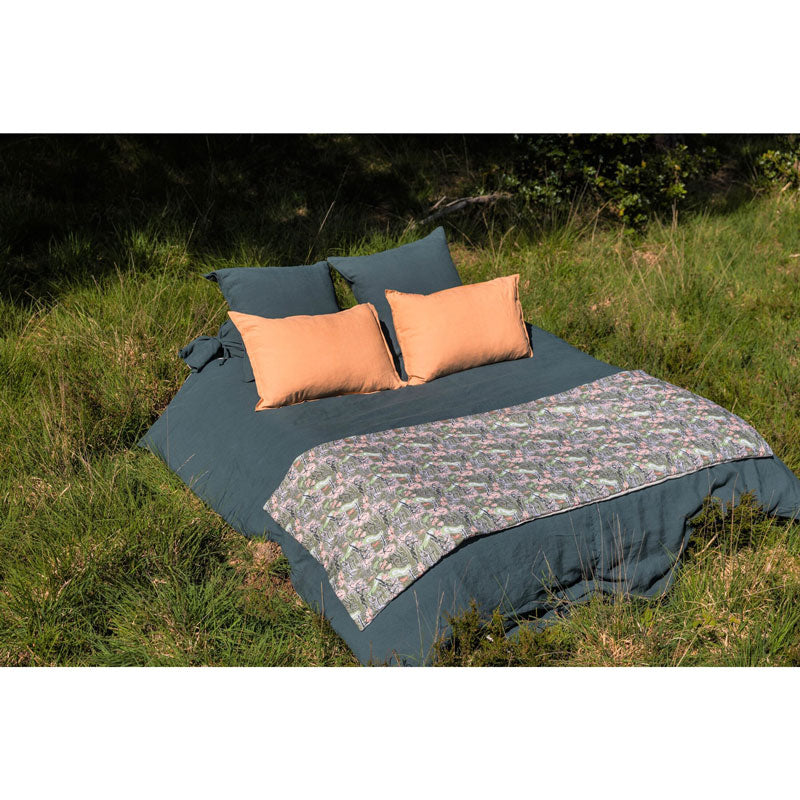 Pure Washed Linen Duvet Cover, Forest Green