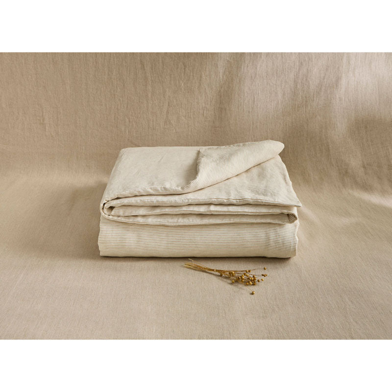 Pure Washed Linen Duvet Cover, Natural Stripe