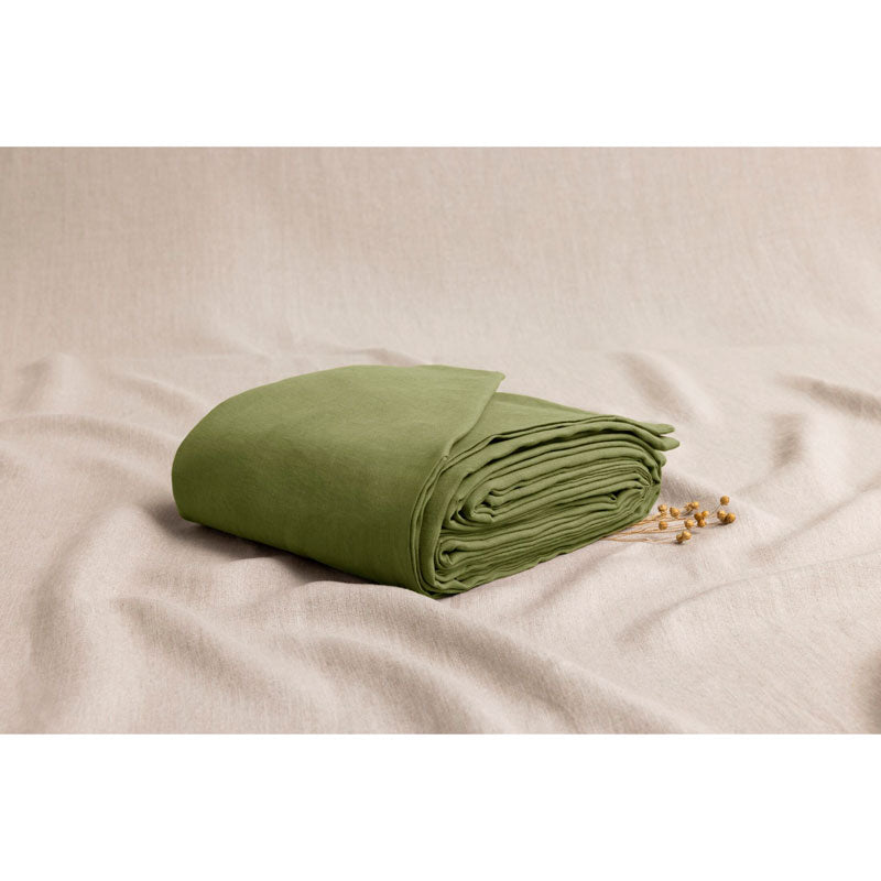 Pure Washed Linen Duvet Cover, Olive Green