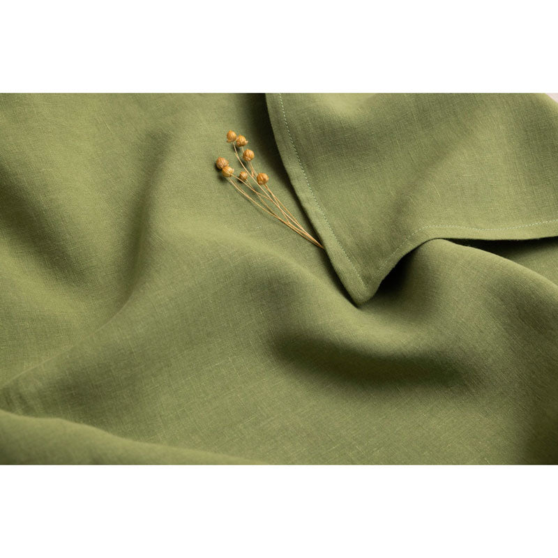 Pure Washed Linen Duvet Cover, Olive Green