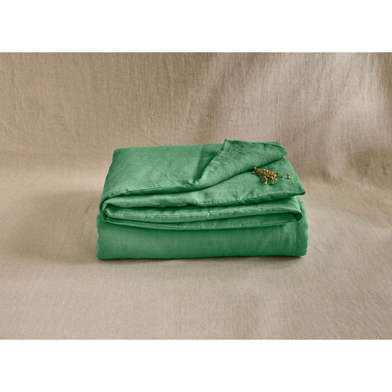 Pure Washed Linen Duvet Cover, Pea Green