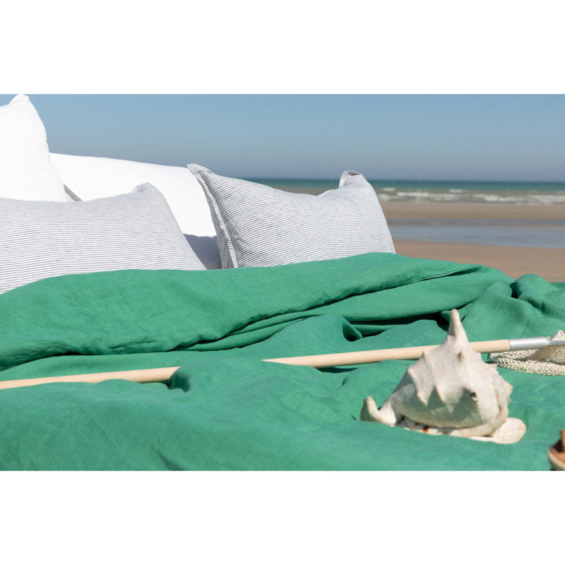 Pure Washed Linen Duvet Cover, Pea Green