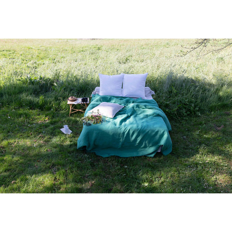 Pure Washed Linen Duvet Cover, Pea Green
