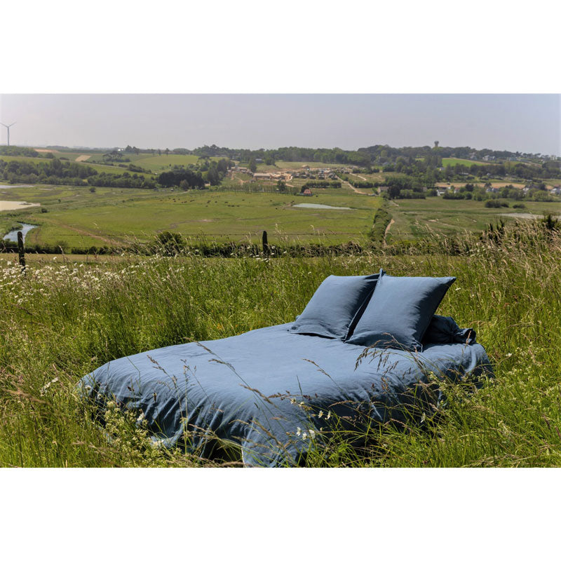 Pure Washed Linen Duvet Cover, Slate Blue