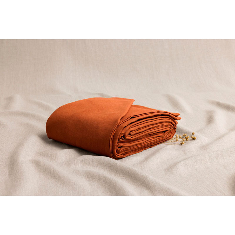 Pure Washed Linen Duvet Cover, Terracotta Tile