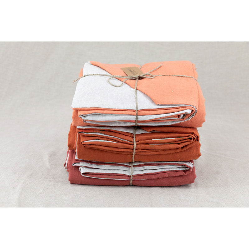 Pure Washed Linen Duvet Cover, Two-Tone Apricot