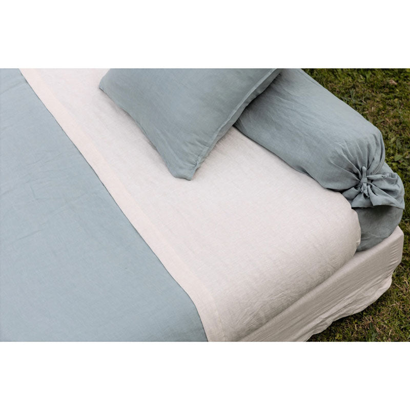 Pure Washed Linen Duvet Cover, Two-Tone Celadon Green
