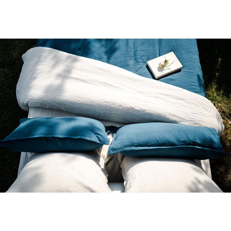 Pure Washed Linen Duvet Cover, Two-Tone Prussian Blue