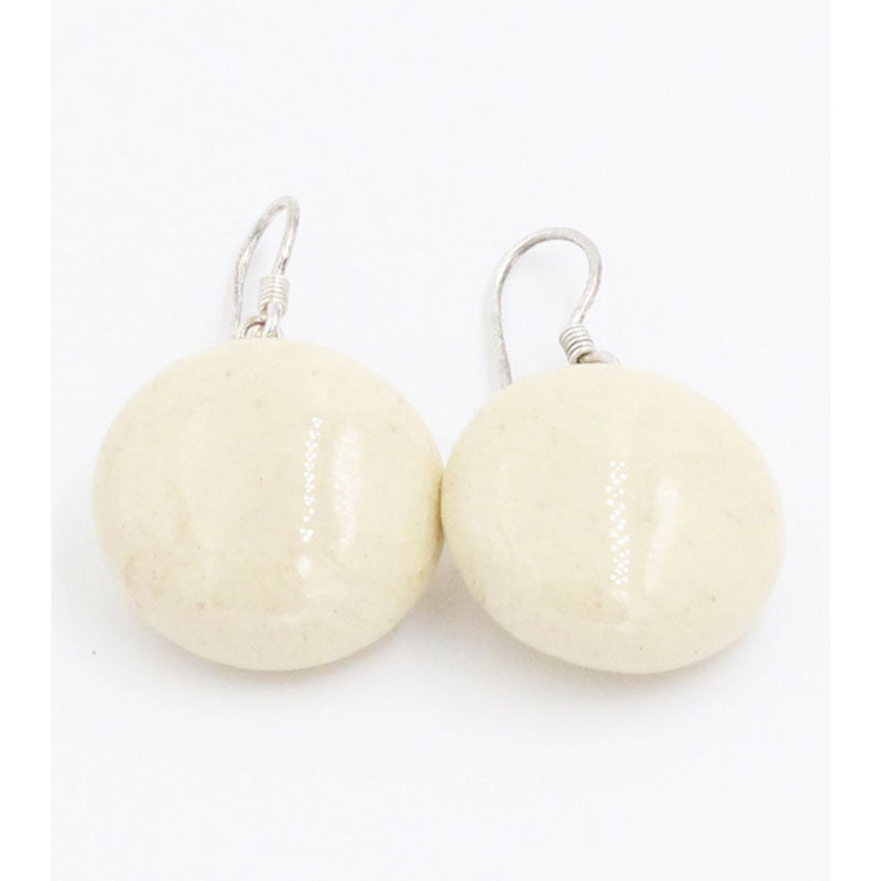 Moon Ceramic Drop Earrings, Ivory