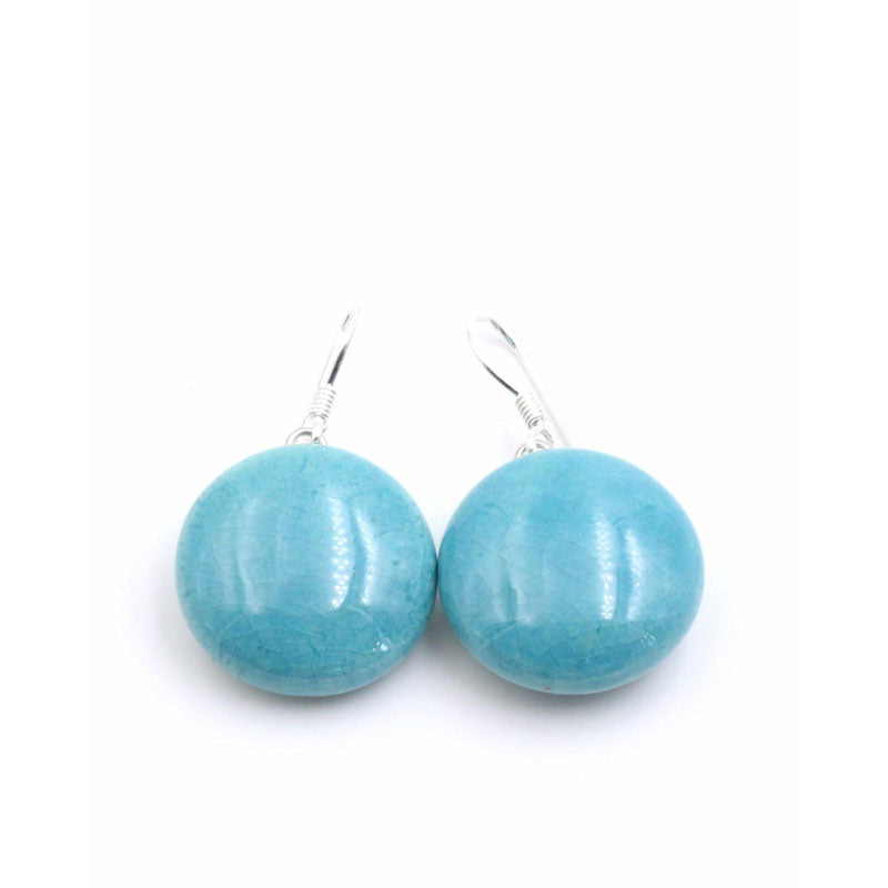 Moon Ceramic Drop Earrings, Turquoise