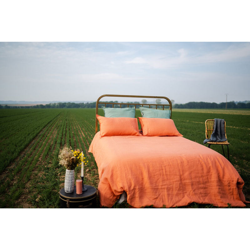 Pure Washed Linen Fitted Sheet, Apricot