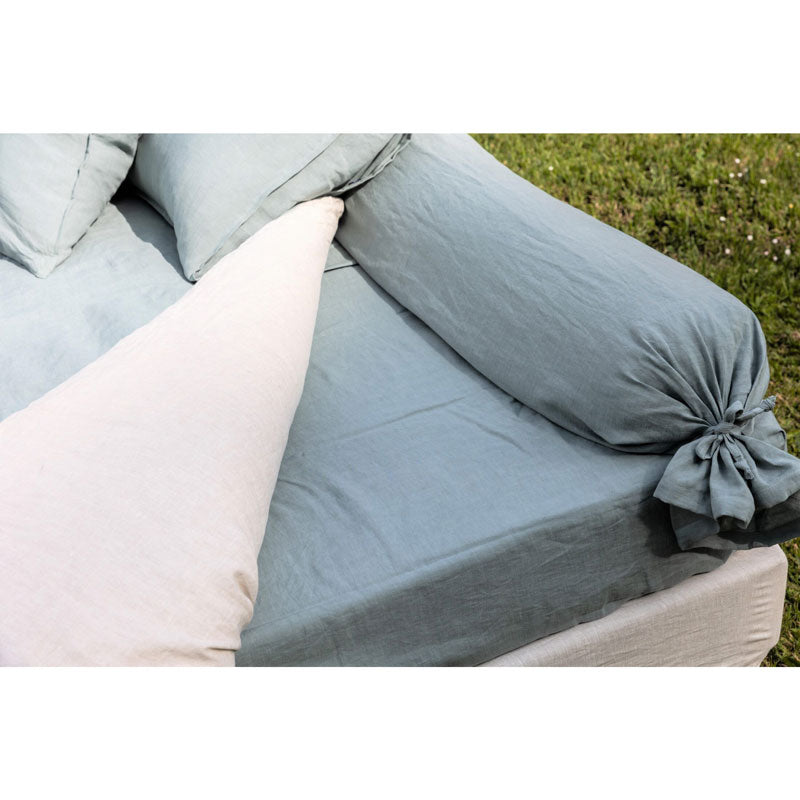 Pure Washed Linen Fitted Sheet, Celadon Green